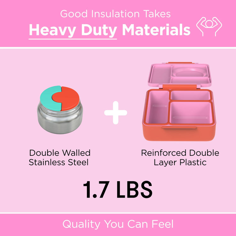 OmieBox Kids Insulated Leakproof Bento Lunch Box with Food Jar