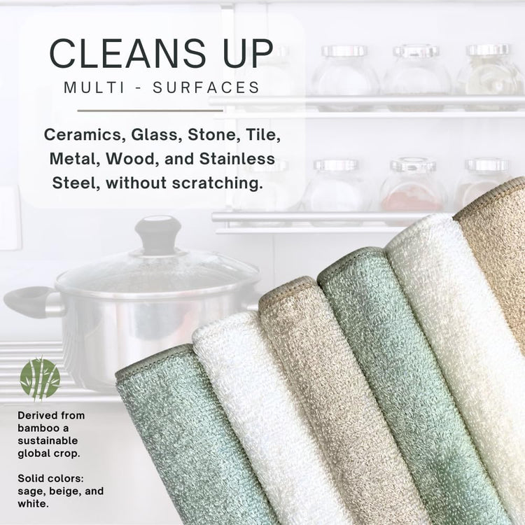 Whiffkitch Dishcloths & Cleaning Cloths - Drying, Durable, Absorbent Washcloths, Non-Scratch, Hygienic, Multi-Surface Cleaning, 6x7 Inches Solid Color, 6 Pack - Nestoria