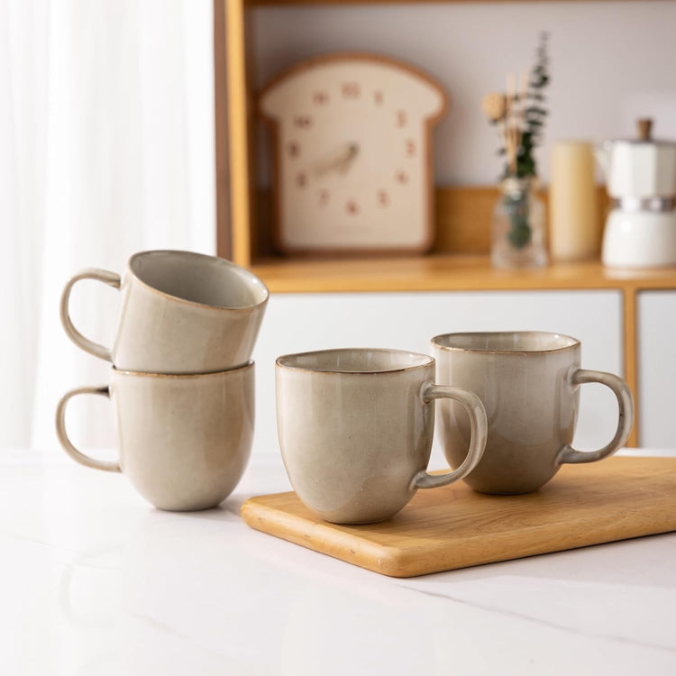 AmorArc 12oz Coffee Mugs, Ceramic Coffee Mugs set of 6 for Man, Woman, Dad, Mom, Modern Coffee Mugs with handle for Latte/Cappuccino/Milk/Cocoa. Dishwasher&Microwave Safe, Cappuccino