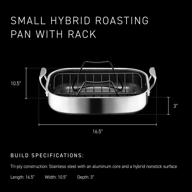 Hybrid 14 x 10 Inch Rectangular Nonstick Roasting Pan with Rack