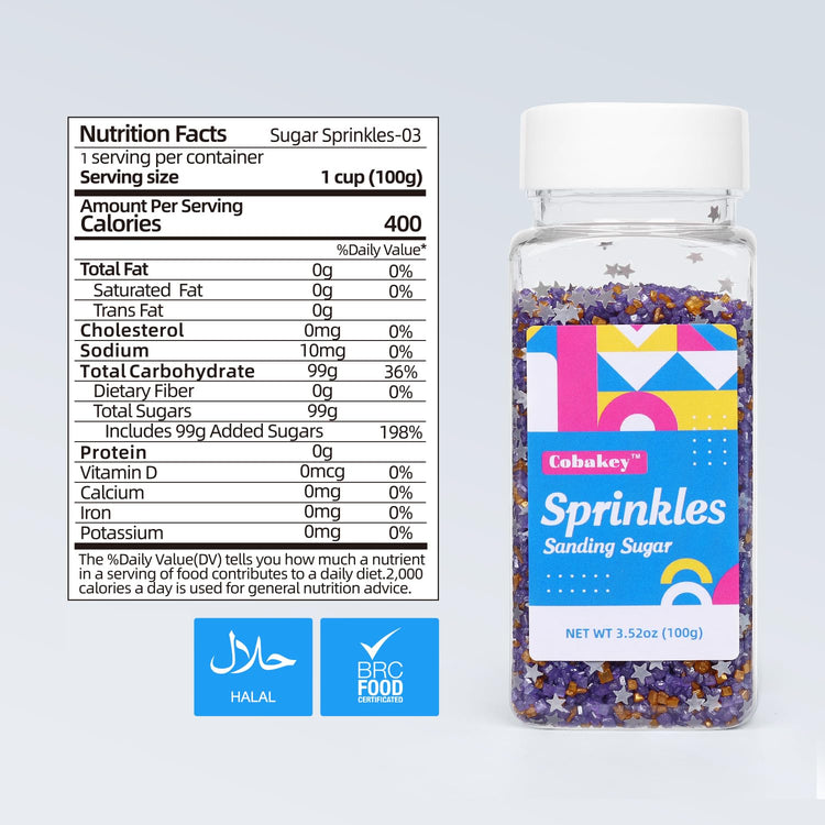 Sanding Sugar Edible Silver Glitter Stars Mix (3.5 Ounce)