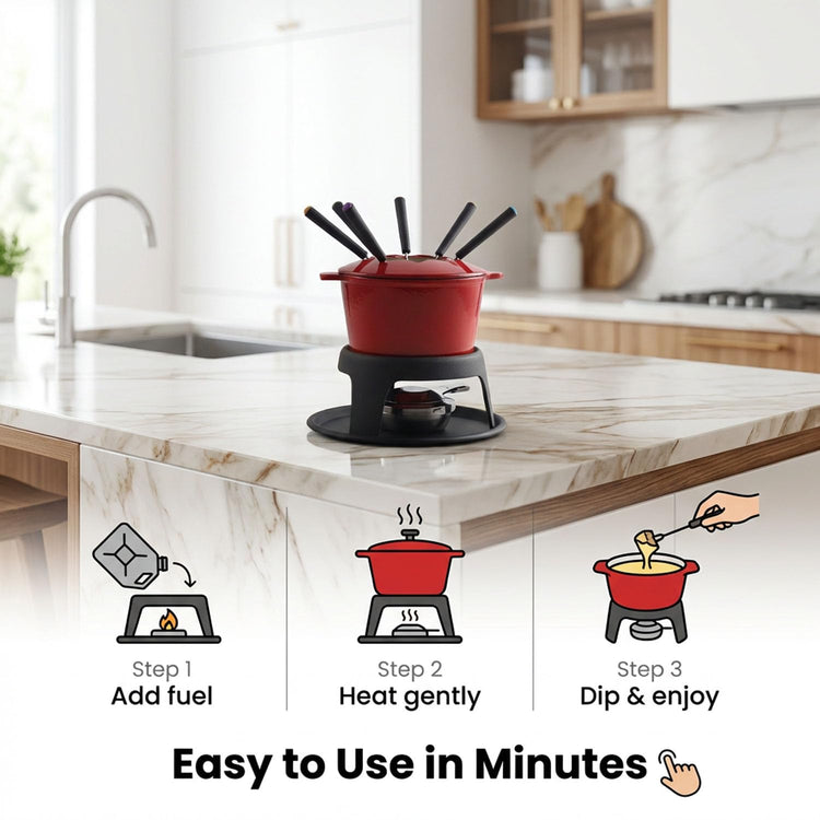 Cast Iron Cheese Fondue Pot for Chocolate Fondue Pot