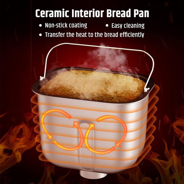 Razorri Bread Maker Machine Stainless Steel UL Certified, Nonstick Bread Pan, Homemade 2Lbs Breadmaker, Gluten-Free Setting, 15H Delayed-start, 1H Keep Warm, 3 Crust Colors and 3 Loaf Sizes