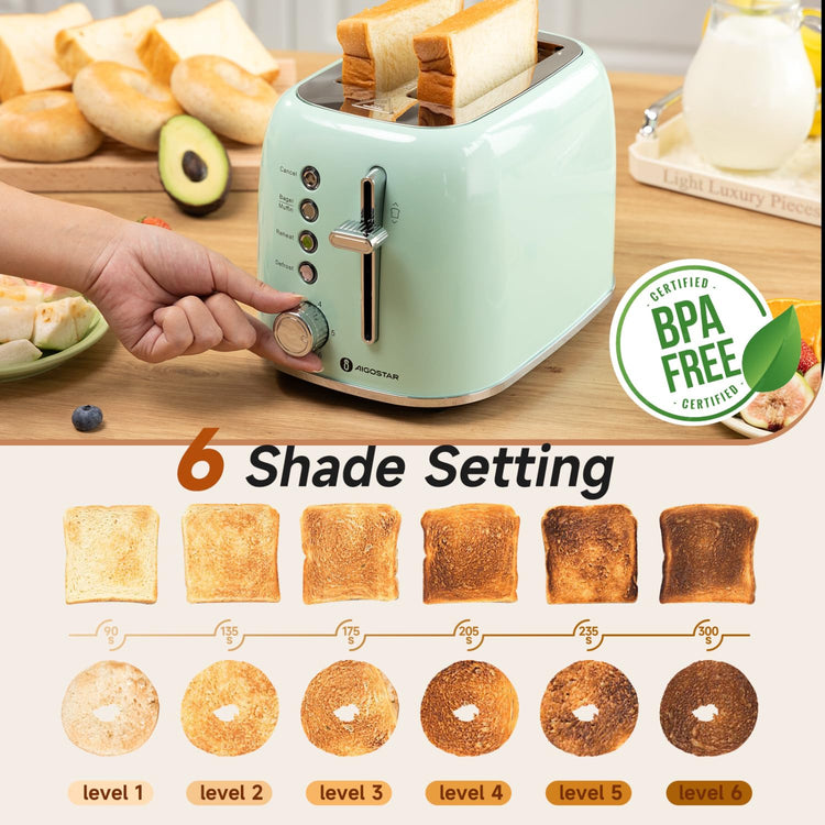 Toaster 2 Slice Retro Toaster Stainless Steel