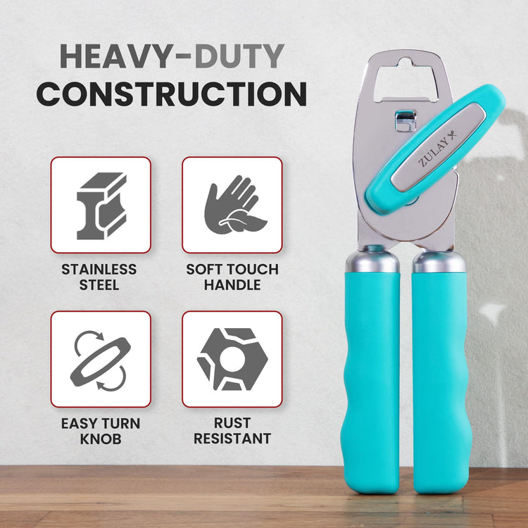 Heavy Duty Stainless Steel Can Opener Manual with Bottle Opener
