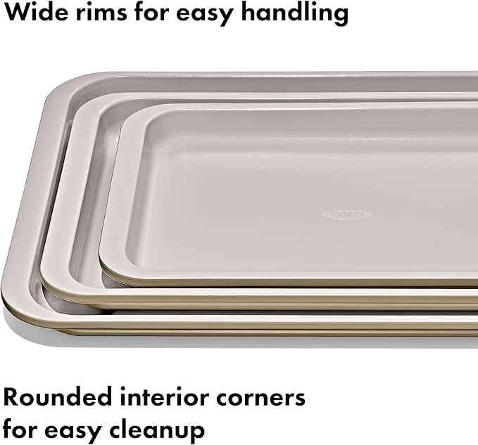 OXO Good Grips Non-Stick Pro Ceramic Coated Metal Bakeware Half Sheet Pan – Biscuit