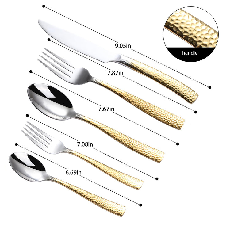 Hammered Silverware Set For 4 (20 Count)