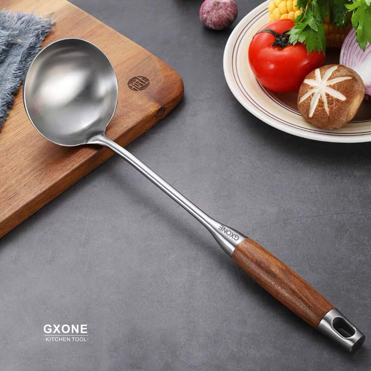 Soup Ladle 304 Stainless Steel Cooking Ladle with Wooden Handle
