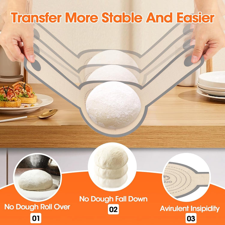 Silicone Bread Sling Dutch Oven,2 PCS Silicone Baking Mat Set,Non-Stick & Easy Clean Reusable Bread Mat With Extra Long Handles, Bread Baking Mat for Sourdough Transfer