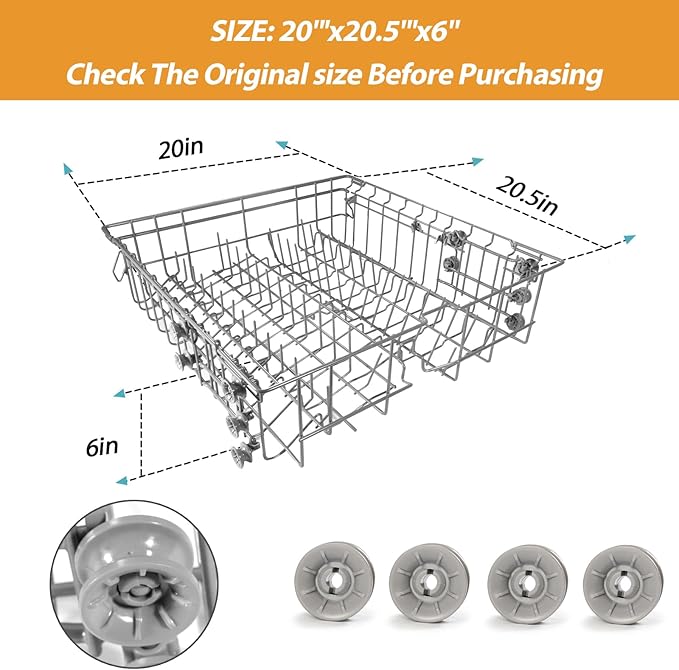 ใ๐ฎ๐ฌ๐ฎ๐ฒ ๐๐ฅ๐๐ง๐๐๐๐ใDishwasher DD82-01385B A/S Assembly-Middle Dishrack (20.5''W*20''D), Center Dishrack (With Dishrack Rollers) - Fit for Samsung Dishwasher Parts DW80R2031/DW80M2020US Series