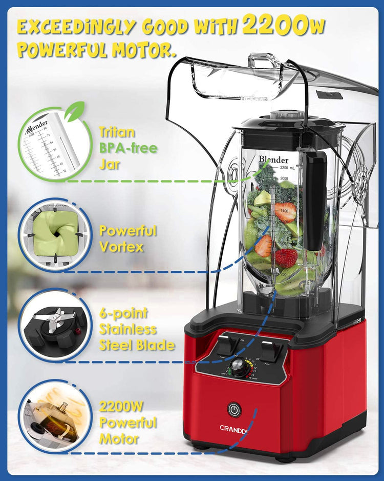 Quiet Commercial Blender with Soundproof Shield