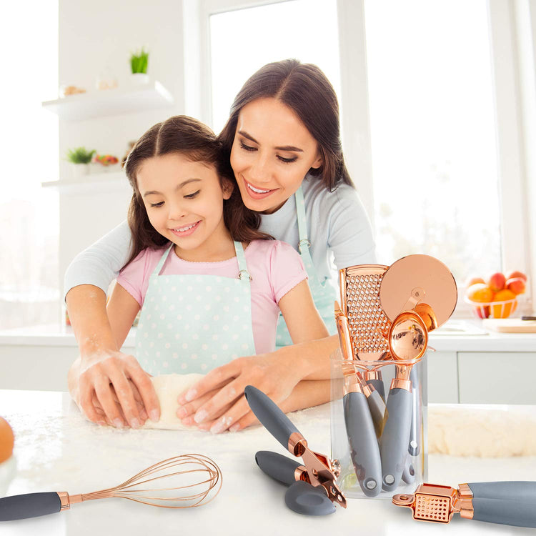 Kitchen Gadget Set Copper Plated Stainless Steel Utensils with Soft Touch Handles