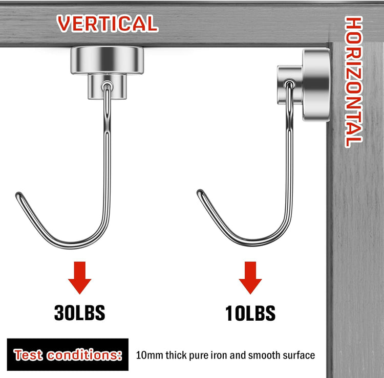 FINDMAG Magnetic Hooks, 30lbs+ Magnetic Hooks Cruise Ship Essentials 2025 Strong Magnet Hooks Heavy Duty, Swivel Swing Hooks for Fridge, Kitchen, Classroom, Garage, Grill (20 Pack, Silver)