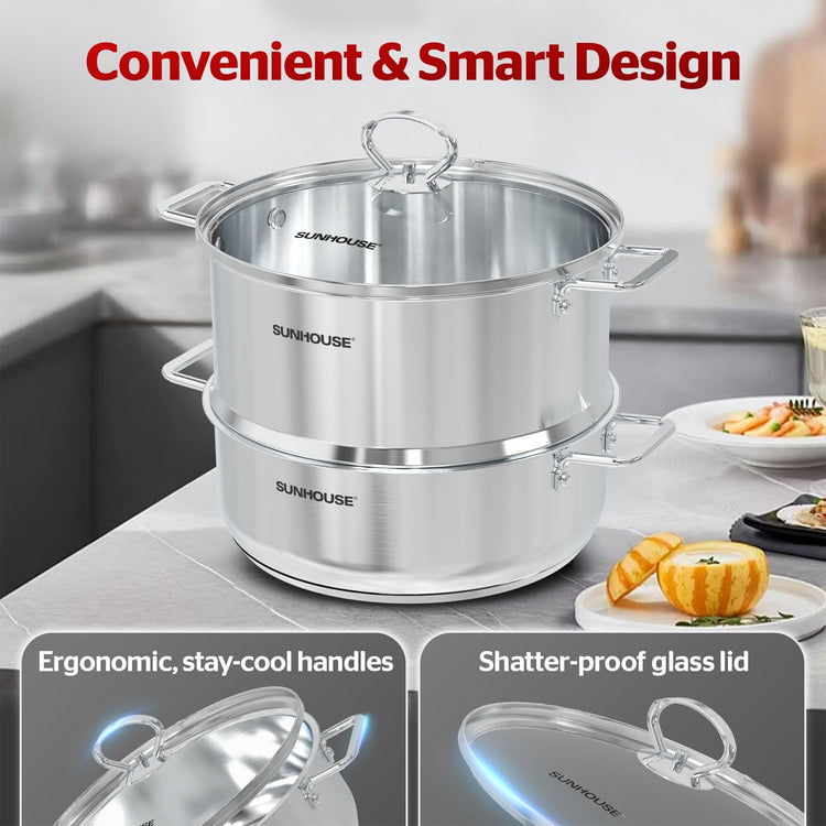 2 Tier Stainless Steel Steamer Pots