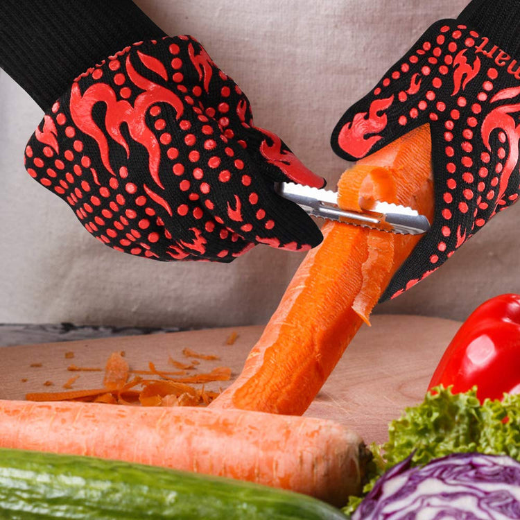BBQ Gloves 1472 Degree F Heat Resistant Grilling Gloves Silicone Non (2 Count)