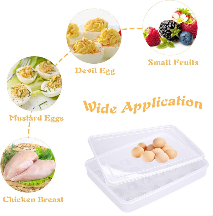 96 Egg Holders for Refrigerator,4 Set Clear Deviled Egg Tray with Lid,Plastic Egg Storage Container,Egg Organizer for Protect and Keep Fresh,24 Egg Tray x 4 Pack