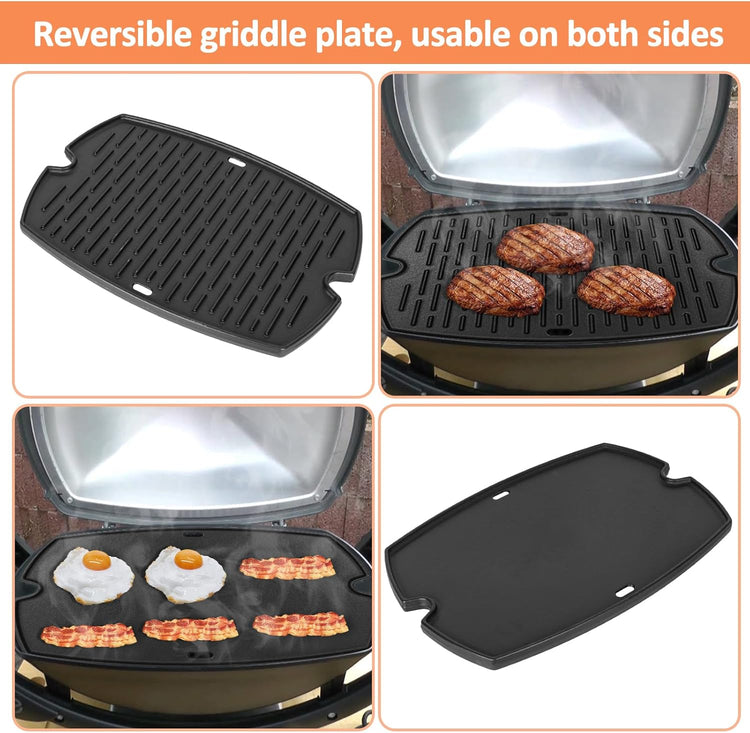 7584 Q3200 Griddle for Weber Q300 Q320 Q3000 Q3100 Q3200 Full Size Grill Plate Parts, Flat Top Cast Iron Griddle Insert for Weber 7646 Q320 Accessories, for WeberQ Grill Parts - Nestoria