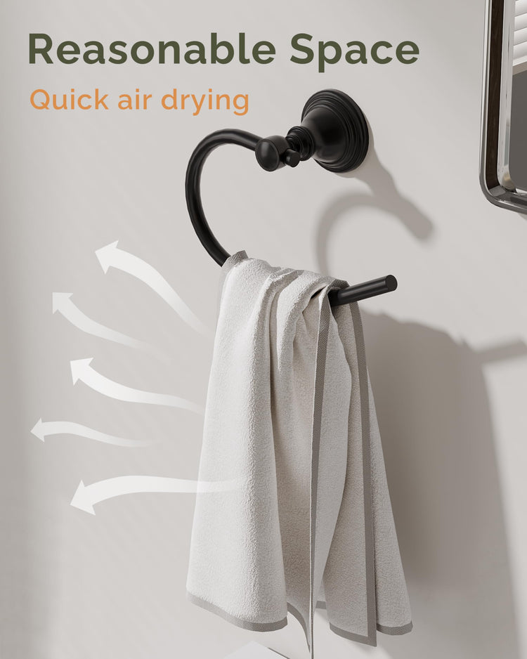 Black Towel Ring Wall Mounted for Bathroom