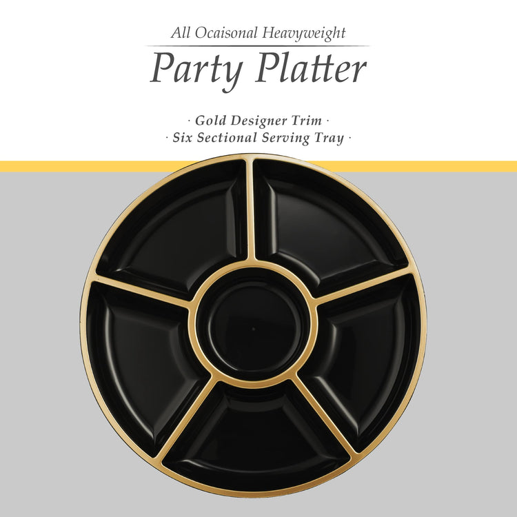 6 Sectional Round Plastic Serving Tray (2 Count)