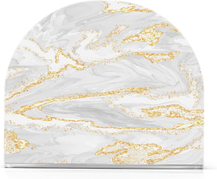Gold White Marble Napkin Holder for Table Paper Napkins Holder Acrylic Tissue Dispenser Kitchen Dining Room Bathroom Party Car Decor