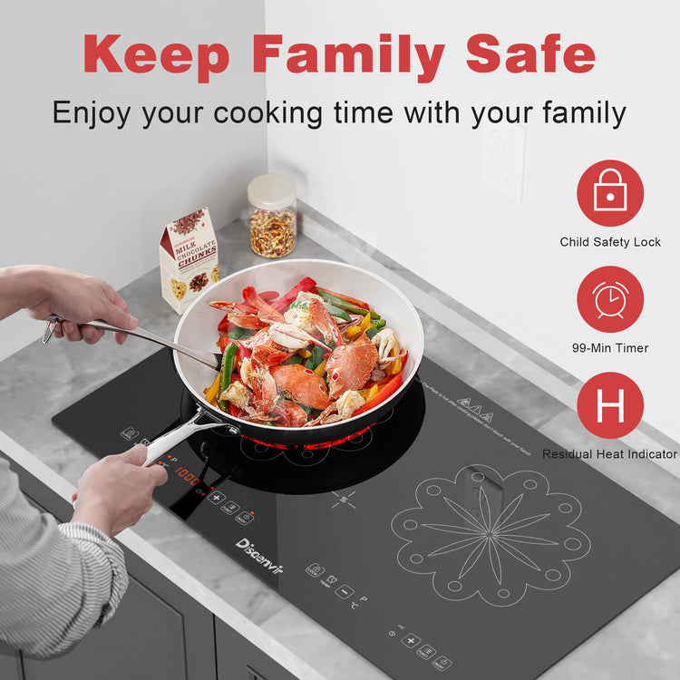 2 Burner Electric Cooktop 24 Inch 110V Plug in