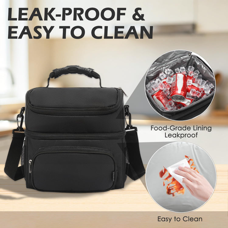 Double Layer Cooler Insulated Lunch Bag Adult Lunch Box Large Tote Bag for Men (2 Count)