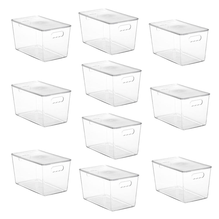 10 Pack Clear Stackable Storage Bins with Lids and Handles (10 Count)