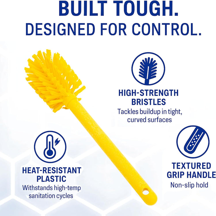 SPARTA Large Water Bottle Brush Ideal for Wide-Mouth Jars, Bottles and Tumblers, Dishwashing Tool with Handle for Home and Commercial Kitchens, Plastic, 12 Inches, Yellow