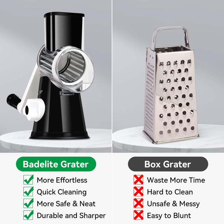 Rotary Cheese Grater Vegetable Shredder with Handle Round Kitchen Mandoline Slicer Grater for Nuts