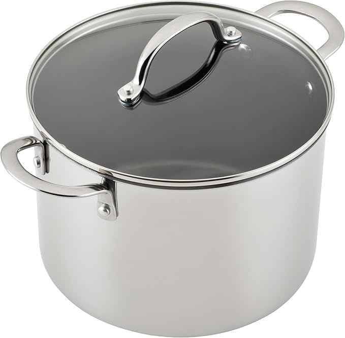 Farberware Millennium Stainless Steel Nonstick Cookware Set, 10-Piece Pot and Pan Set, Stainless Steel