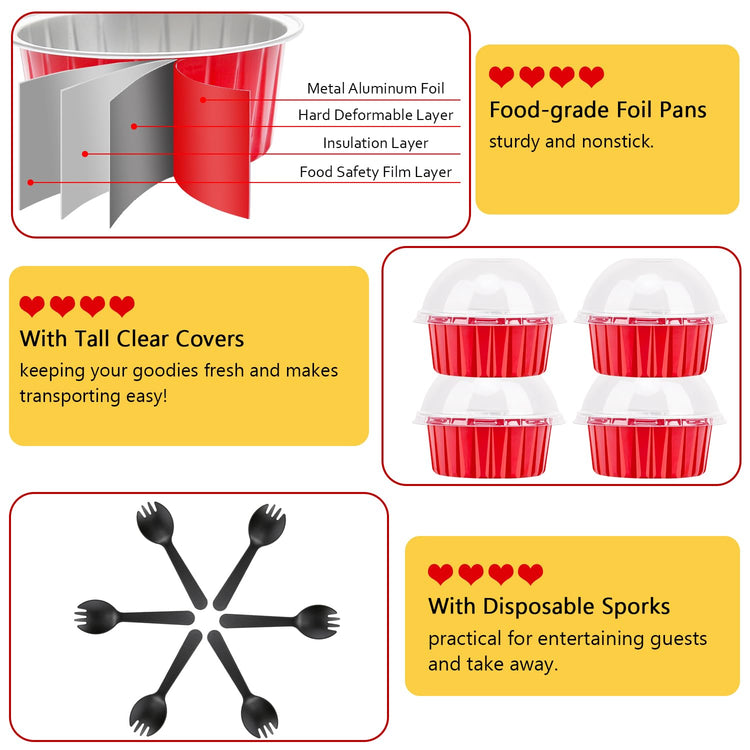 5oz Cupcake Tins with Dome Lids 100 Pack (100 Count)