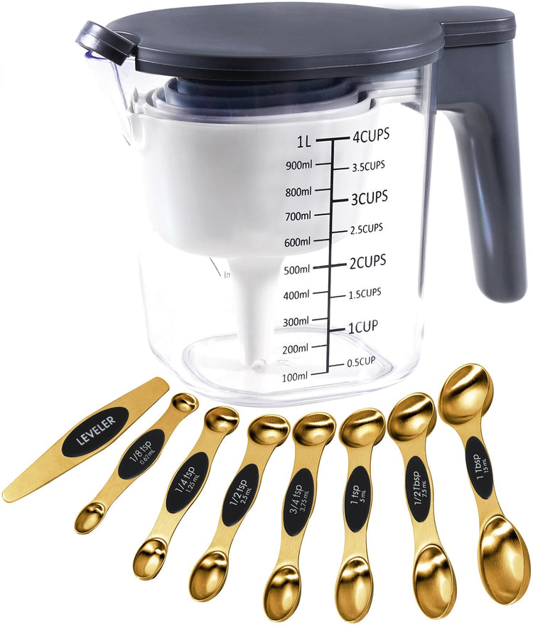 18 Pc Magnetic Measuring Cups and Spoons Set