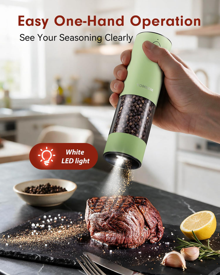 Larger Capacity Rechargeable Electric Salt and Pepper Grinder Set