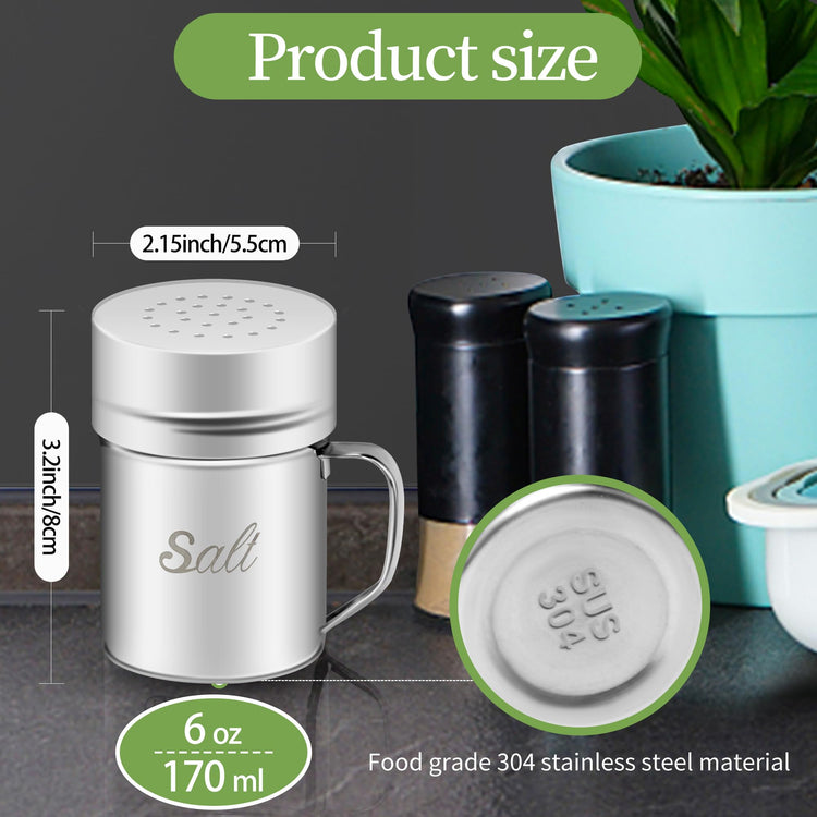 Stainless Steel Salt and Pepper Shakers Set (6 Ounce)