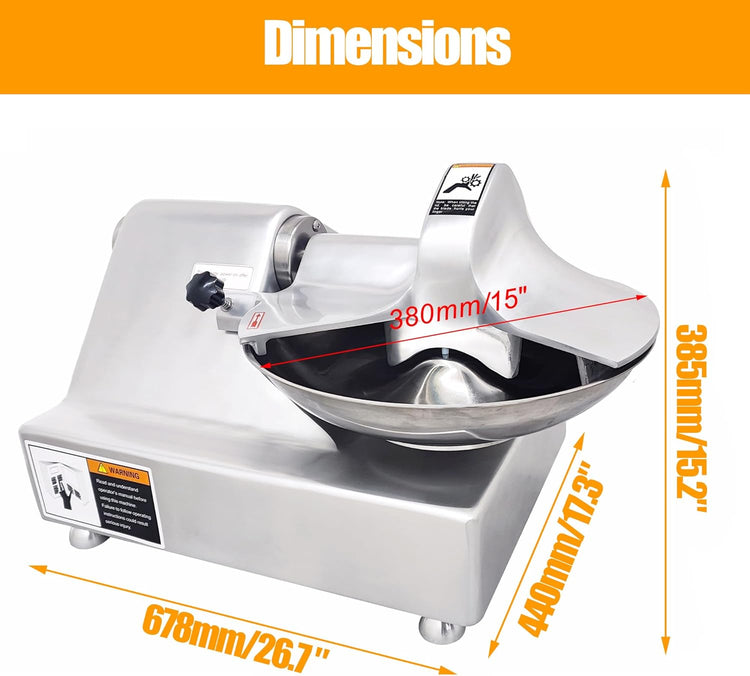 TECHTONGDA 110V Commercial Food Processor Electric Food Cutter Meat Vegetable Chopper Grinder Machine with 5.5L Capacity for Vegetables Fruits Meat Grains Peanut Ginger Garlic