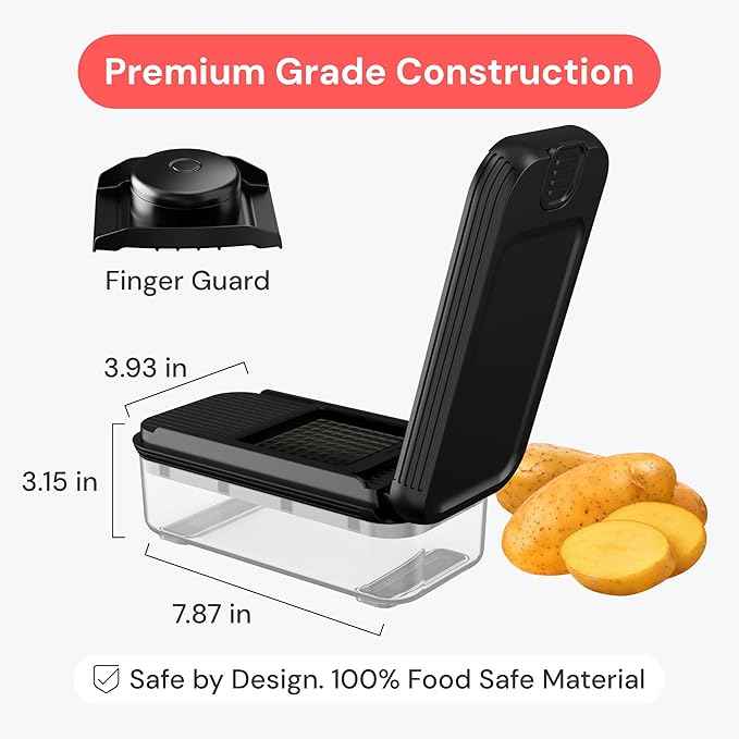 Fullstar Daily Vegetable Chopper and Mandoline Slicer - Kitchen Gadgets - Food Chopper with Container, Veggie Chopper, Fruit Cutter, Onion Dicer, Potato and Tomato Slicer for Salads (2-in-1, Black)