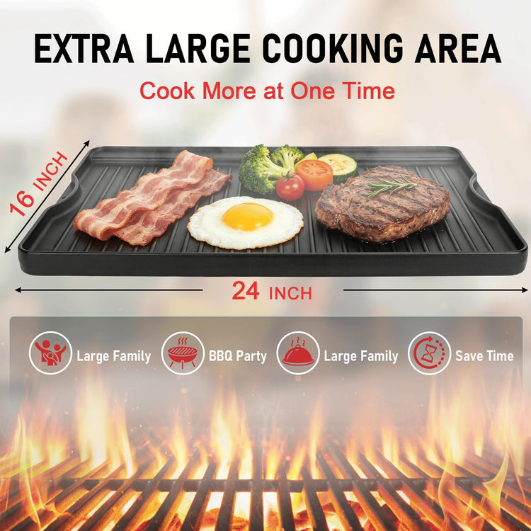 24" X 16" Reversible Cast Iron Griddle for Camp Chef