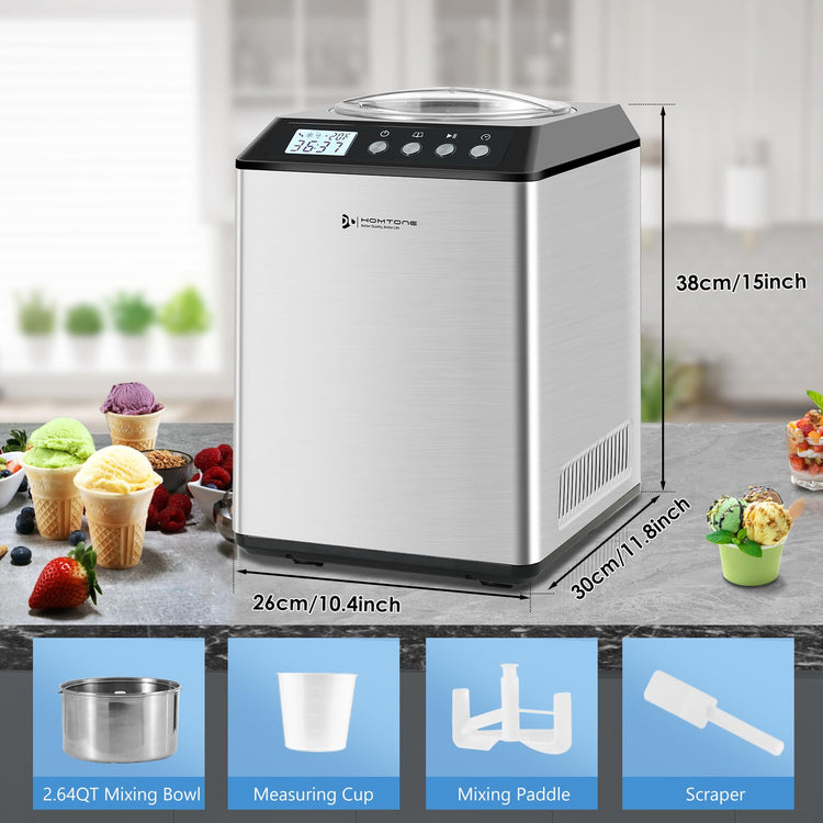 2.64QT Ice Cream Maker with Compressor