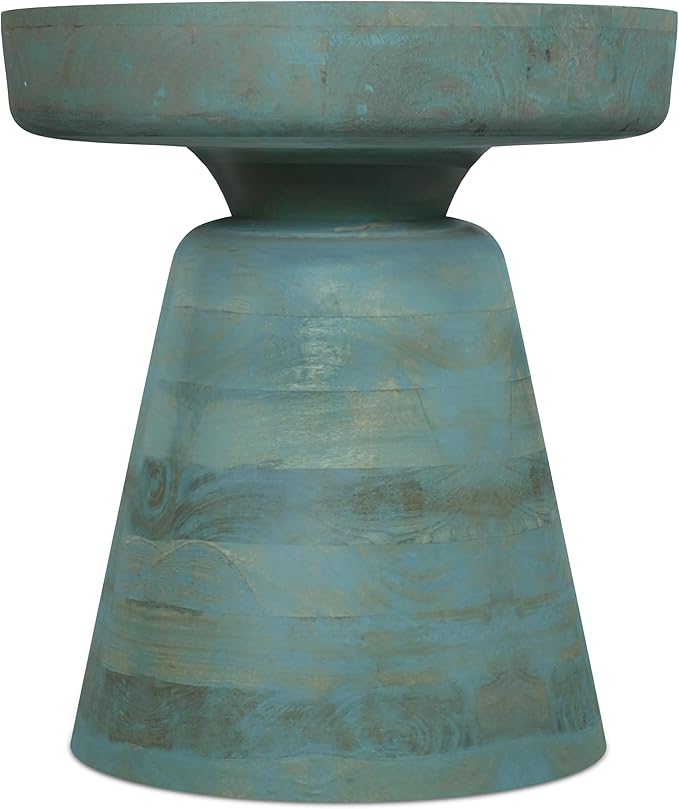 SIMPLIHOME Robbie Accent Table - 16 inch Wide Solid Mango Wood End Table in Teal Wash, Boho Contemporary Rustic Side Table for Living Room or Bedroom with Multipurpose Function, Assembled