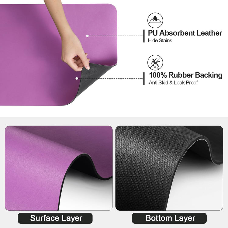 Dish Drying Mat for Kitchen Counter | Coffee Bar Mat for Countertops | Heat Resistant Drainer Mat with Non-slip Rubber Backed | Hide Stain Kitchen Absorbent Draining Mat | Purple 18"x24"