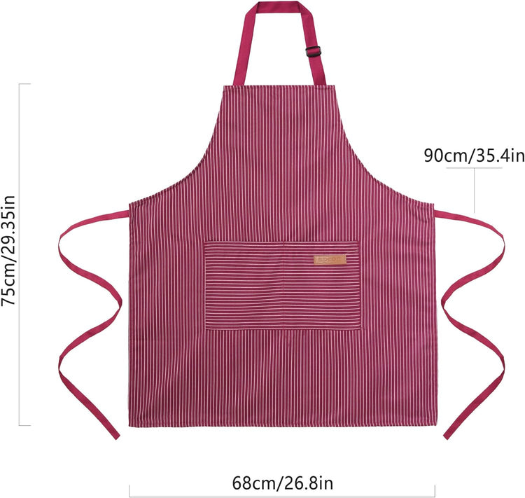 2 Pack Cooking Aprons Adjustable Bib Apron for Women with 2 Pockets, Kitchen Restaurant Men Chefs Aprons
