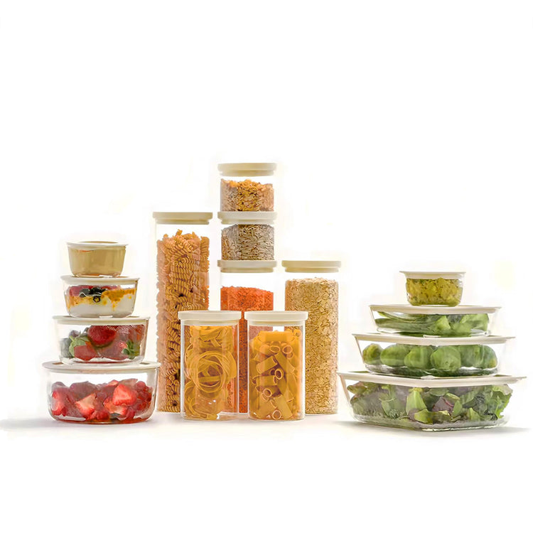 Glass Food Container Set with Glass Lid (3 Count)