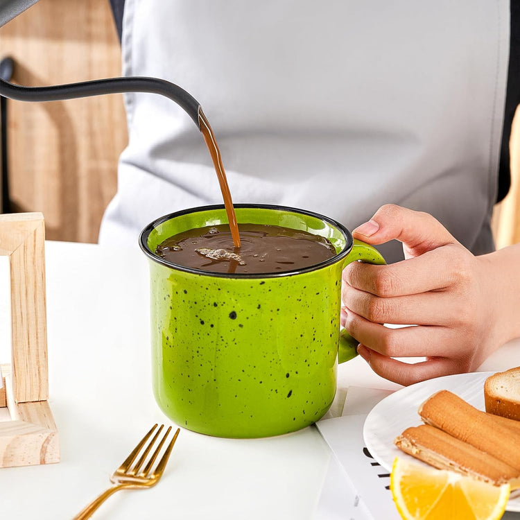 bestone Coffee Mugs Set of 4,16 oz Large Coffee Mugs, Ceramic Mugs with Handles,Salad,Noodles etc Coffee Mugs, Cups for Coffee Cereal Latte ,Microwave & Dishwasher safe,Green