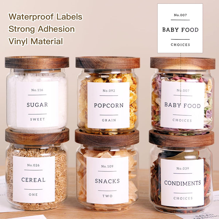 6 Set Glass Pantry Storage Jars with Acacia Airtight Lid
