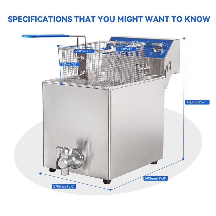 8.5Qt Electric Fryer with Oil Drain