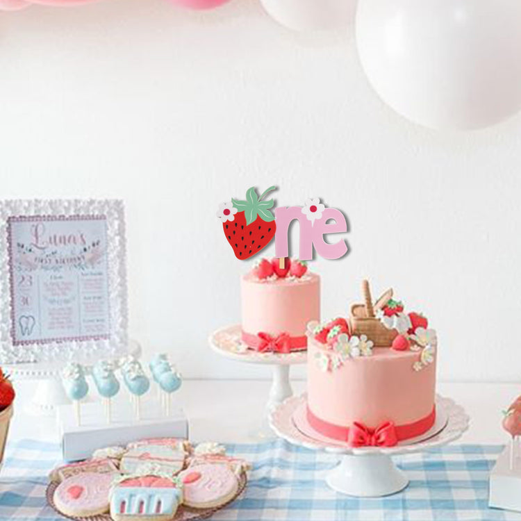 Strawberry Cake Topper 1st Birthday
