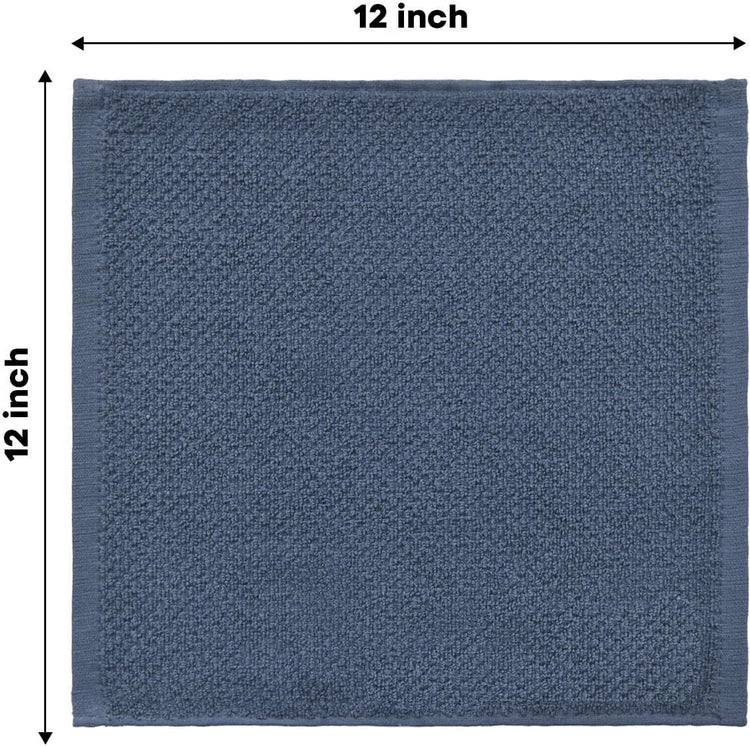 Artoid Mode Ring Spun Cotton Blue Dishcloth Kitchen Towels, 12x12 Inch Ultra Soft Absorbent Quick Drying Household Cleaning Kitchen Rags Set of 6 - Nestoria