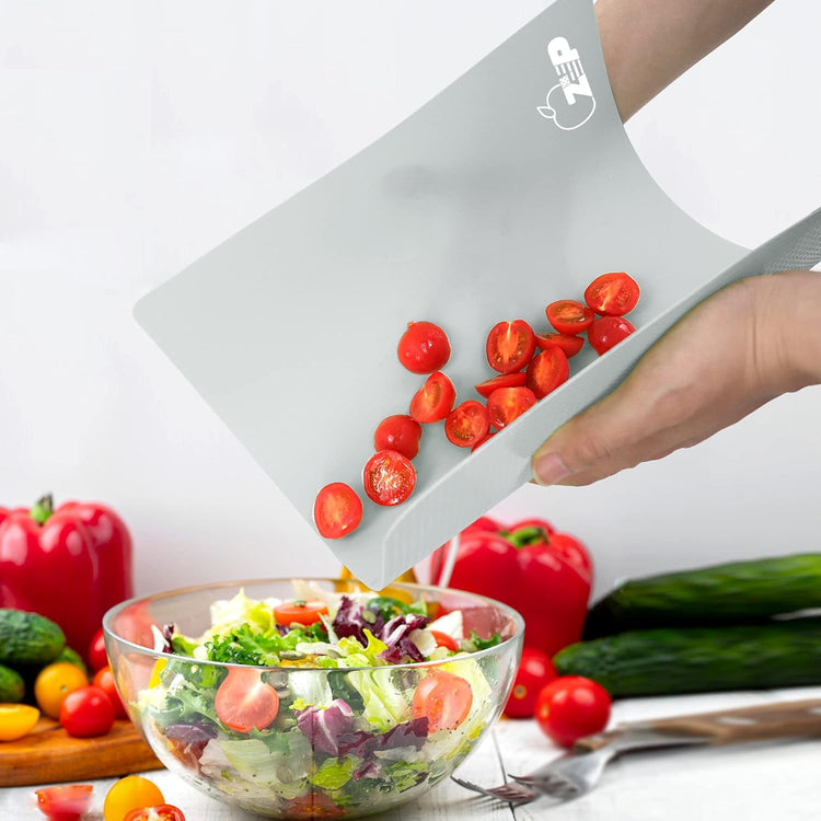 ZVP Flexible Plastic Cutting Boards for Kitchen Set of 3, Color Coded Cutting Mats, Non-Slip Cutting Boards for Meat, Dishwasher Safe, Gray