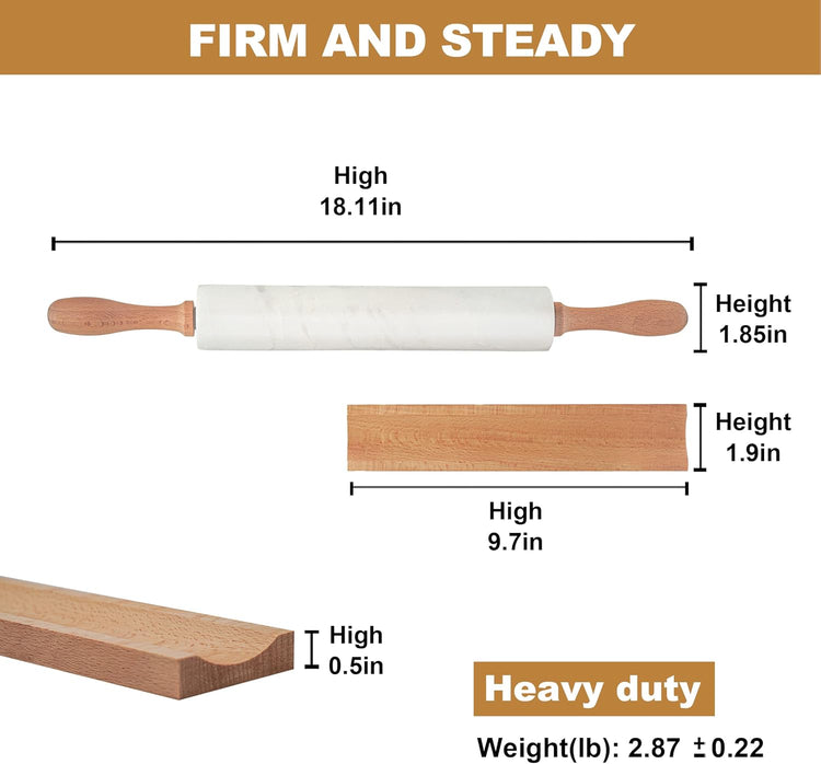 Koville Marble Rolling Pin, Non-Stick African Stone Polished Dough Roller, Pasta, Dumpling, Ravioli, Fondant, Pie Crust, Kitchen Baking Pastry Tools(Namib Fantasy)