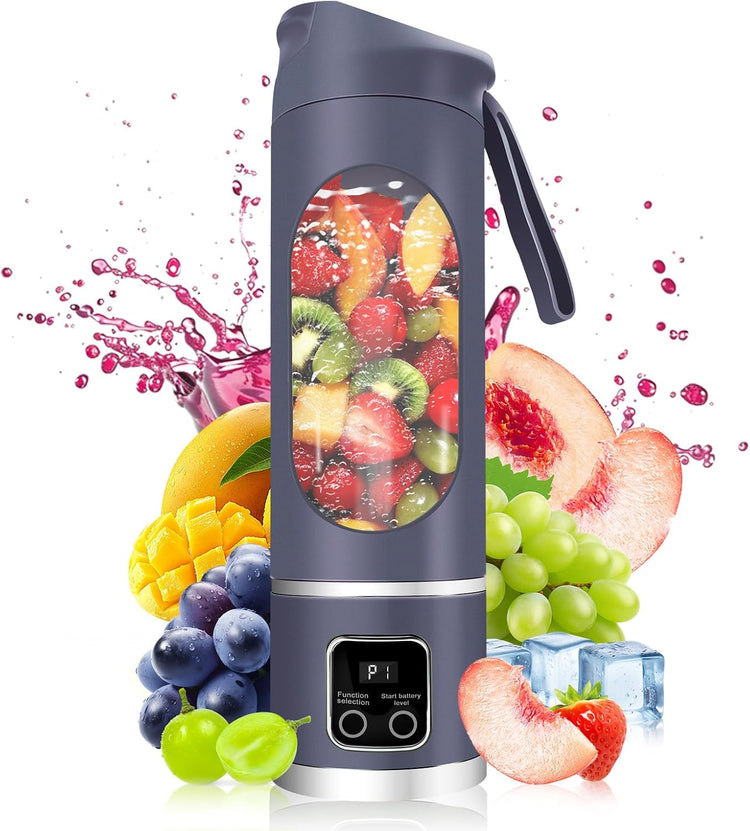 Portable Personal Electric USB Juicer,500ML Mini Blender Portable Blender For Shakes and Smoothies juice,12 Blades Great for Mixing,Compact、Convenient and Versatile (Purple)